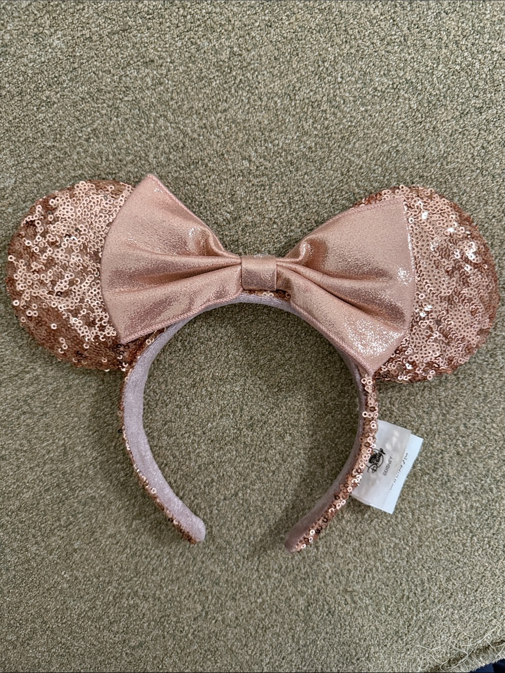 Disney Rose Gold Sequin Minnie Headband with Metallic Bow - Picture 2 of 15
